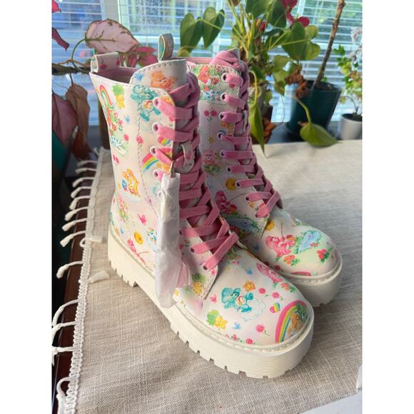NIB Dolls Kill x Care Bears Happy Steps Combat Boot - Picture 1 of 6